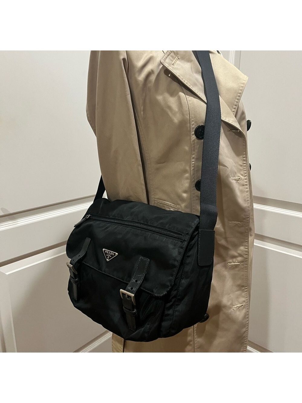 Prada Black Nylon Crossbody Messenger with Buckle Detail - Picture 15 of 16